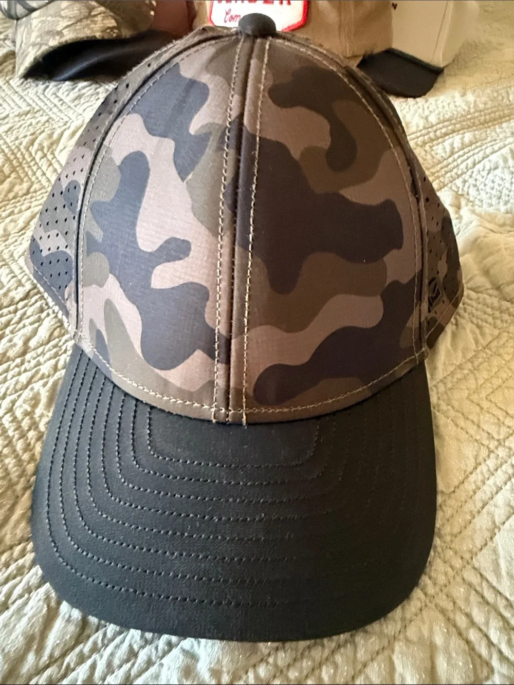 Men's Camo Cap with Black Bill - Breathable Trucker Style